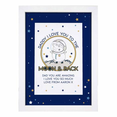 Personalised Peppa Pig Daddy Moon & Back A4 Framed Print £19.99